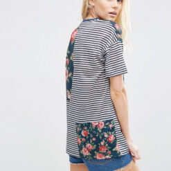 T-Shirt in Stripe and Floral Mix