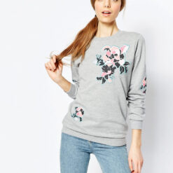 Sweatshirt With Floral Embroidery Badge Detail